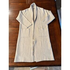 NWOT MANGO Ringo Cozy Gorpcore Oversized Knitted Open Front Coat Beige Sz Small